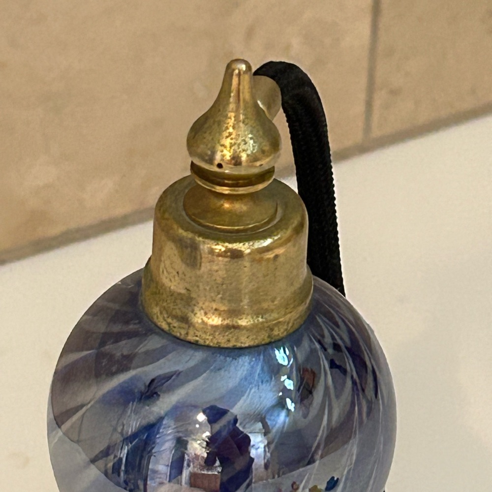 Vintage hand-blown glass perfume bottle, blue - Picture 3 of 4